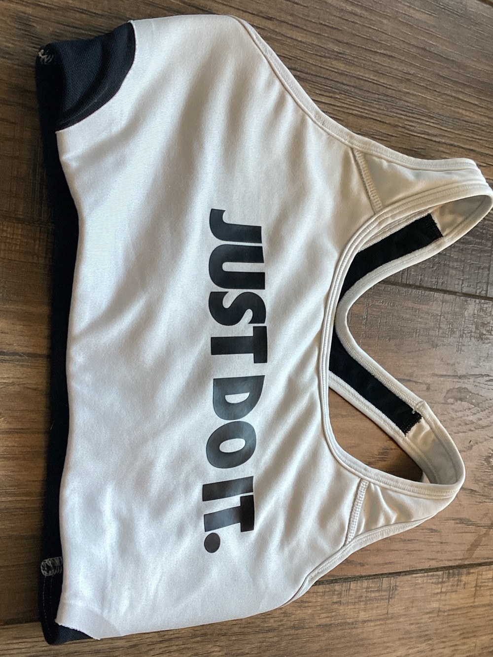 Nike White and Black Kids 'JUST DO IT.' Sports Bra